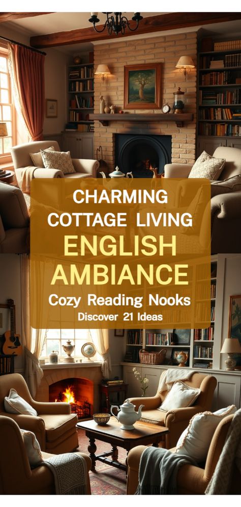 Old English cottage living room Two Chairs Sitting Area Fireplace, Cozy Winter Cottage Interior, Tiny English Cottage Interior, Cozy Cottage House Aesthetic, Victorian Sitting Room Ideas, Guest Cottage Interiors, Cosy Sitting Room Ideas, English Interior Design Modern, English Countryside Living Room