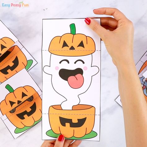 Halloween Cards Diy Kids, Diy Halloween Cards For Kids, Halloween Art Diy, Halloween Kids Diy, Halloween Cards For Kids, Folding Surprise, Cute Halloween Cards, Ghost Printable, Link Halloween