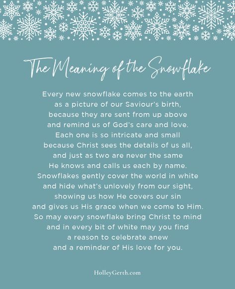 Meaning Of Snowflake, Christian Snowflake Poem, Snowflake Poem Printable, Snowflake Quotes Inspirational, Christmas Meaning Quotes, Meaning Of The Snowflake, Snowflake Sayings, Snowflake Meaning, Snowflake Quotes