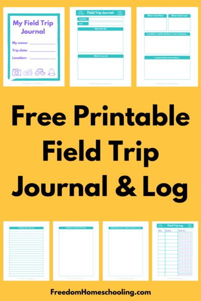 7-page free printable field trip journal and log for homeschooling or classrooms. Field Trip Journal Free Printable, Field Trip Log Free Printable, Homeschool Field Trip Ideas Middle School, Field Trip Report Free Printable, Homeschool Field Trip Log, Field Trip Journal, Homeschool Field Trip Ideas, Feild Day, Field Trip Report