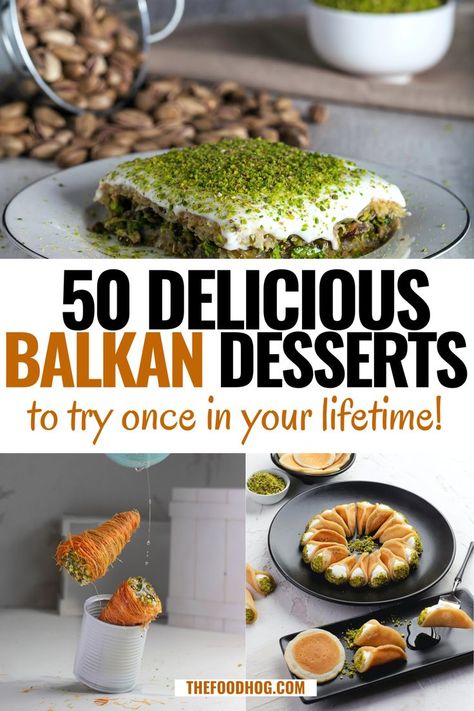 Indulge in the sweet flavors of the Balkans with our delicious dessert recipes! From baklava to kadaif, our guide to tasty Balkan desserts will have you drooling. Try them out for your next dinner party or special occasion! Balkan Desserts, Balkan Food, Desserts Around The World, Quick Cookies Recipes, Fancy Desserts Recipes, International Desserts, Culinary Cooking, The Balkans, Culinary Travel