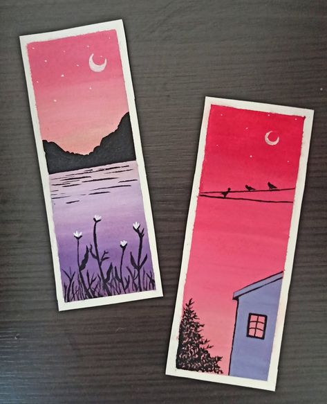 Bookmark Painting Acrylic Easy, Painting On Bookmarks, Aesthetic Bookmarks Painting, Cute Bookmarks Painting, Water Colour Bookmarks Aesthetic, Diy Bookmarks Acrylic Paint, Bookmarks Handmade Acrylic, Easy Bookmarks Ideas, Bookmarks Handmade Painting