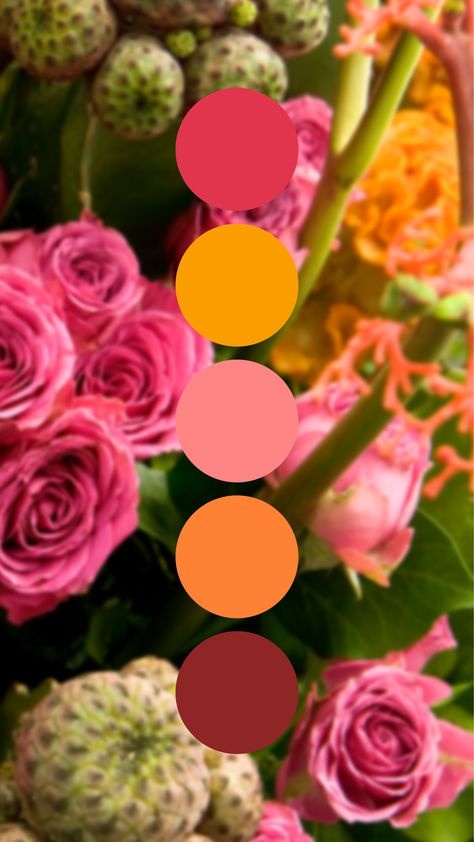 Neon Wedding Colors, Elegant Wedding Colors, Wedding Color Palette Summer, Orange Wedding Colors, Pantone Colour Palettes, Bridesmaid Colors, Pink Color Schemes, Rose Orange, Neon Wedding