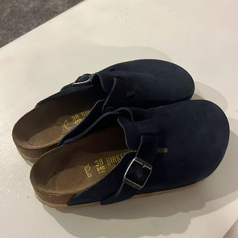 Birkenstock Bostons Navy Blue Suede Slides Suede Slides, Birkenstock Shoes, Blue Suede, Birkenstock, Slides, Navy Blue, Navy, Jewelry Watches, Plus Fashion