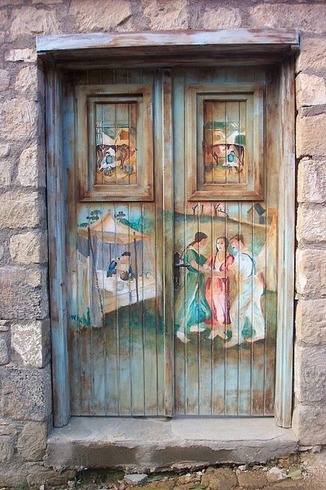 Simerenya Paintings On Doors, Sliding Gate Ideas, Stairs And Doors, The Doors Of Perception, Gorgeous Doors, Painted Door, Gate Designs, Gate Ideas, Door Art