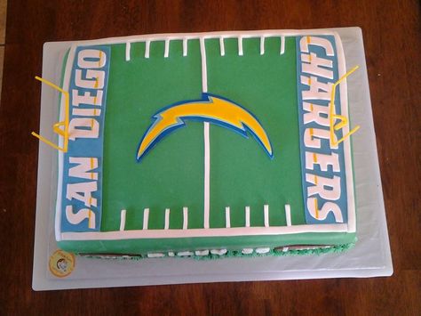 San Diego Chargers Cake Chargers Cake, Nfl Cake, Princess Jasmine Cake, Jasmine Cake, La Chargers, Football Birthday Party, Football Themes, Mario Birthday, Football Birthday