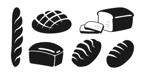 Vector bakery flat black icon set bread ... | Premium Vector #Freepik #vector #bread #bakery-cartoon #vintage-bakery #bakery-label Bakery Cartoon, Bread Logo, Bread Vector, Bread Icon, Vintage Bakery, Bread Bakery, Cartoon Vintage, French Baguette, Black Icon