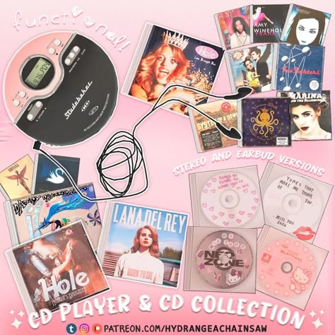 CD player + collection | Patreon Sims 4 Cc Room Clutter Patreon, Furniture Packs Sims 4 Cc, Sims 4 Y2k Build Cc, Sims 4 Alpha Clutter, Y2k Sims Cc Furniture, Y2k Furniture Sims 4 Cc, Sims 4 Lana Del Rey Cc, Lana Del Rey Sims 4 Cc, Sims 4 Y2k Furniture