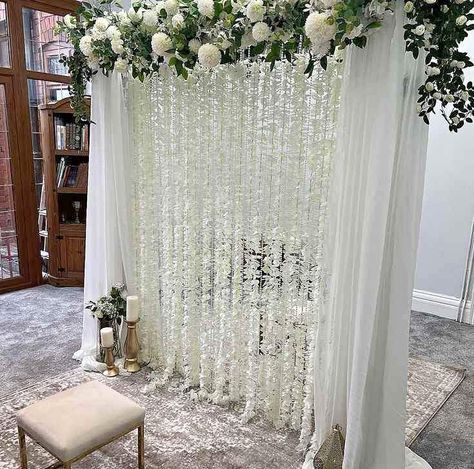 Wedding/nikkah curtains decorations Nikkah Curtain, Wedding Nikkah, Flower Curtain, Event Decorations, Curtain Decor, Event Decor, Curtains, Home Decor, Home Décor