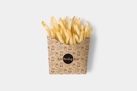 French Fries Packaging, Fries Packaging, Burger Packaging, Fry Box, Food Mockup, Custom Pizza, Paper Bag Design, Food Box Packaging, Free In French