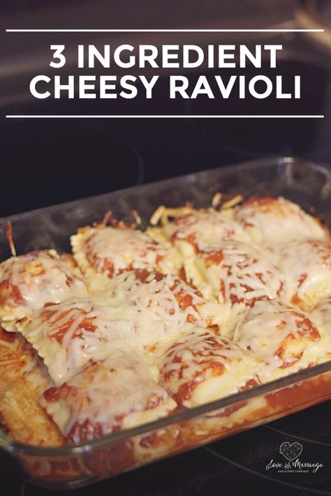 3 Ingredient Cheesy Ravioli - Love and Marriage Cheesy Ravioli, Baked Ravioli Casserole, Three Ingredient Recipes, Ravioli Recipe, 3 Ingredient Recipes, Navy Wife, Easy Cheesy, Jam Recipes, 3 Ingredient