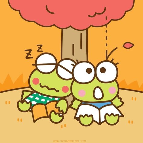 TikiPu.com on Instagram: “Keroppi and his sister, Pikki.” Keroppi Wallpapers, Phone Widgets, First Day Of Fall, Badtz Maru, Sanrio Wallpaper, Falling Asleep, Favorite Cartoon Character, Winter Wallpaper, Autumn Vibes