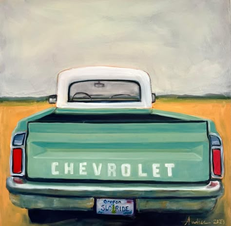 Old Truck Drawings Chevy, Memorial Painting Ideas Canvases, Car Paintings Easy, Old Car Paintings, Old Truck Paintings, Easy Country Paintings On Canvas, Truck Canvas Painting, Country Canvas Painting, Car Painting Easy