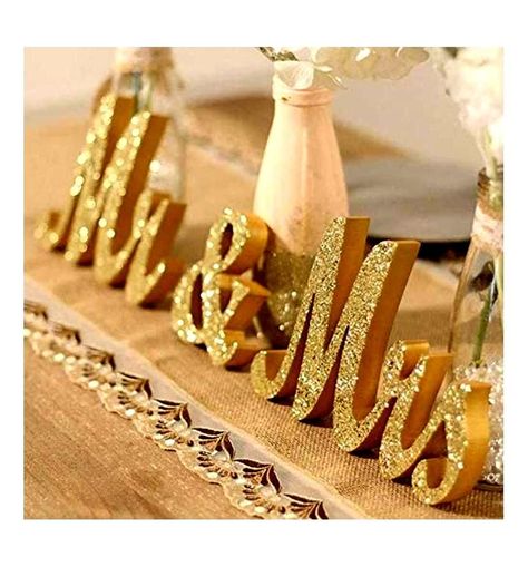 LETTERS WEDDING SWEETHEART DECORATION GOLDEN MRS Wedding Sweetheart Table Decor, Diy Festival, Mr And Mrs Sign, Just Married Banner, Sweetheart Table Decor, Head Table Decor, White Wedding Decorations, Sweetheart Table Wedding, Free Standing Letters