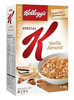 Kellogg's Special K Vanilla Almond, Family Pack, Cereal 658 Gram Almond Breakfast, Cereal Kelloggs, Special K Cereal, Fiber Cereal, Healthy Cereal Breakfast, Rice Flakes, Chocolate Cereal, Trail Mix Recipes, Cinnamon Pecans