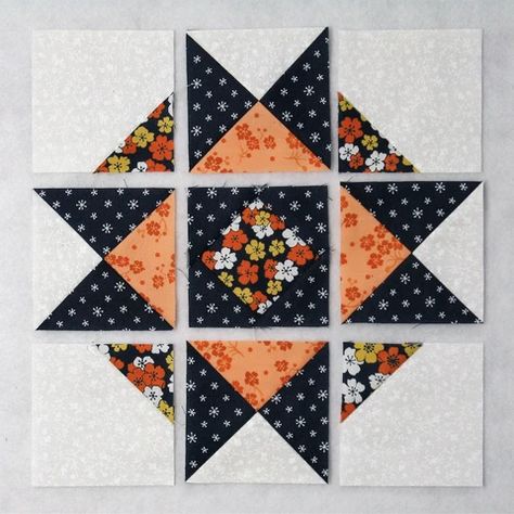 January Thaw Free Quilt Block Pattern Tutorial – fabric-406 Half Square Triangle Quilts Pattern, Fall Quilt Patterns, Quilt Blocks Easy, Big Block Quilts, Quilting Designs Patterns, Quilt Block Patterns Free, Quilt Square Patterns, Sampler Quilts, Star Quilt Blocks