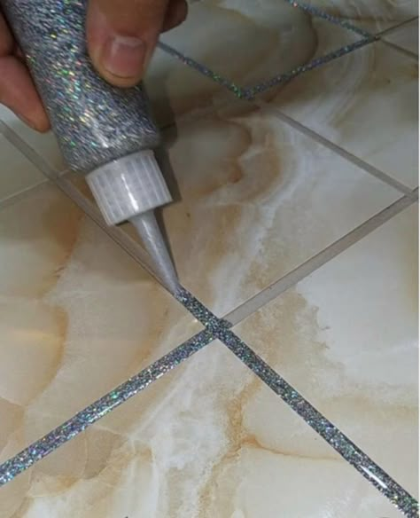 Bathroom Tile Grout, Plan Dressing, Glitter Grout, Bedroom Dressing, Small Remodel, Fashion Star, Tile Grout, Feeling Insecure, Glitter Paint