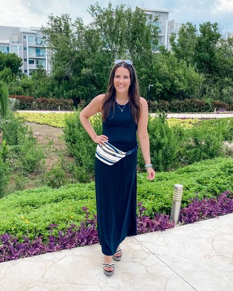 What to Pack for an All Inclusive Resort Vacation - Lady in VioletLady in Violet Dinner Resort Outfit, Resort Dinner Outfit, Pool Must Haves, All Inclusive Beach Resorts, Navy Belt, Old Navy Flip Flops, Resort Outfit, All Inclusive Resort, Resort Vacation