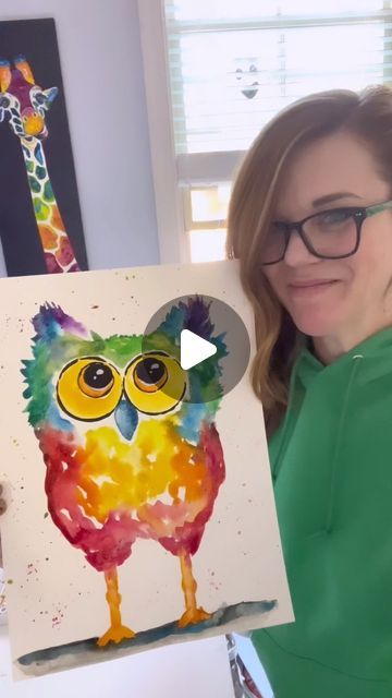 Simple Painting For Kids, Goth Glue, Andrea Nelson Art, Owl Kids, Glue Art, Messy Art, Watercolor Paintings For Beginners, Kid Art, Owl Art