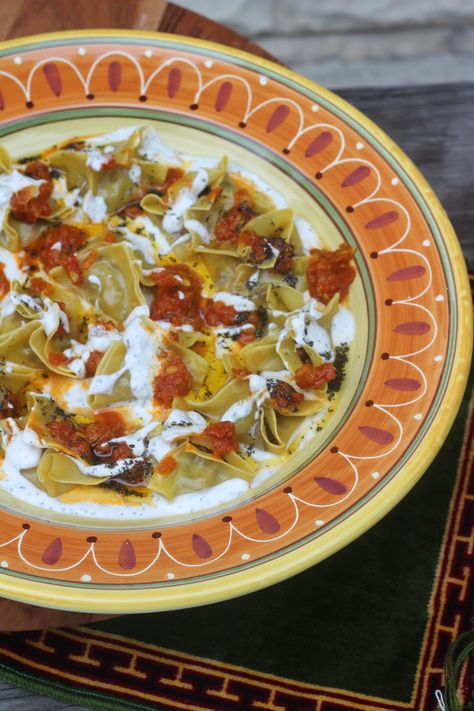 Afghani Mantu - Fatima's Fabulous Kitchen Afghan Mantu Recipe, Mantu Recipe, Tomato Lentils, Yellow Split Peas, Steamed Dumplings, Mint Sauce, Fabulous Kitchens, Wonton Wrappers, Split Pea