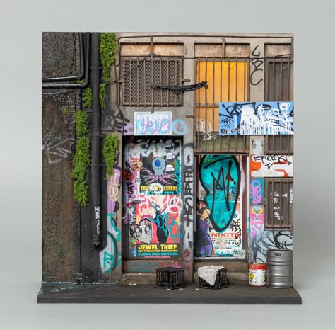 Joshua Smith Serves Up Slices of Main Street in Meticulously Detailed Miniature Buildings — Colossal Tiny Sculptures, Urban Buildings, Joshua Smith, Miniature Buildings, Graffiti Tagging, Modern Crafts, Small Sculptures, Miniature Model, Elements Of Art