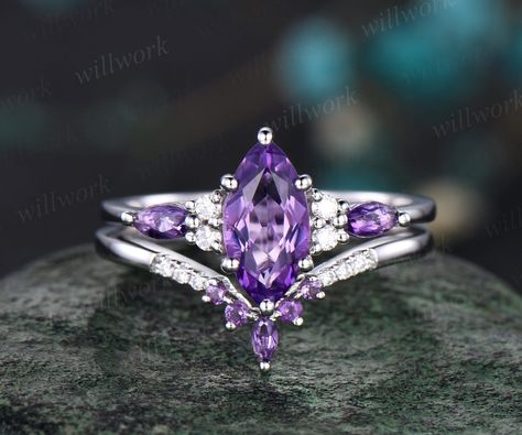 Purple Amethyst Engagement Ring, Fantasy Wedding Rings, Purple Engagement Rings, Fairytale Engagement Rings, Amethyst Wedding Rings, Amethyst Engagement Ring, Amethyst Wedding, Amethyst Ring Engagement, Engagement Ring Art Deco