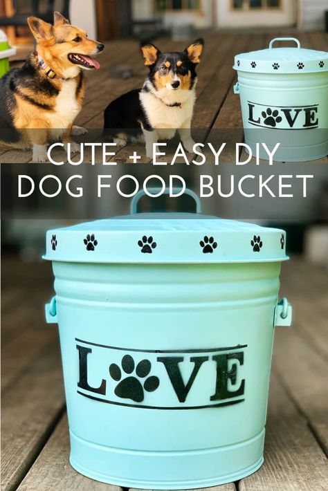 Learn how to make this SUPER easy and cute dog food container. Keep the pets out and the food fresh. Plus learn more about how our dog's lifestyle improved with the @purina ONE 28-Day Challenge from @walmart. My Corgi LOVES the Lamb & Rice. #dogfoodcontainer #petcrafts #petDIY #PurinaONEPets #Purina28DayChallenge Draw So Cute Dog, Cute Dog Coloring Pages, Draw So Cute, Dog Treat Container, Pet Crafts, Dog Food Storage Containers, Dogs Diy Projects, Diy Dog Food, Dog Food Container