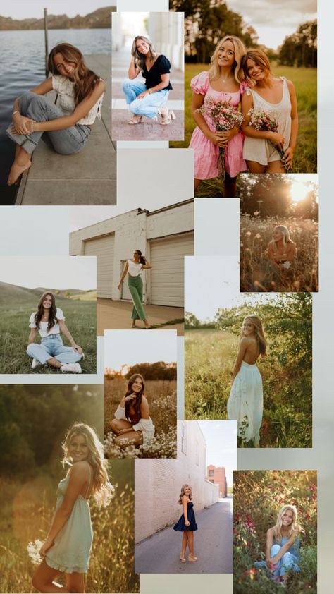 Outfits locations for seniors pictures Collage Senior Pictures, Senior Picture Collage, Collage Reference, Poses Collage, Aesthetics Collage, Senior Picture Ideas, Senior Poses, Picture Collage, Senior Pictures