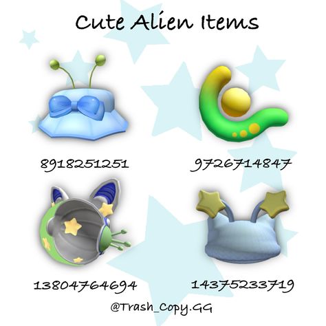 Roblox Space Outfit, Roblox Avatar Items Codes, Cute Roblox Items, Alien Roblox Avatar, Roblox Item Codes, Alien Avatar, Id Roblox, Roblox Accessories, Roblox Items