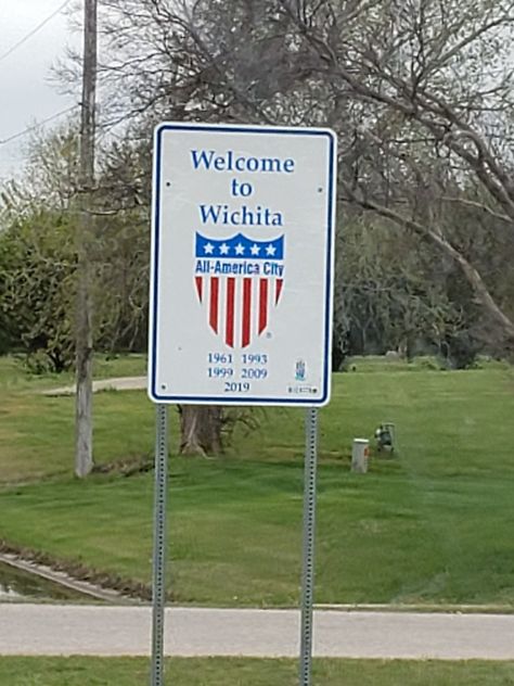 Wichita, Ks. America City, Wichita Ks, Welcome Sign, Highway Signs