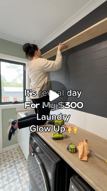 Mid Century Laundry Room, Stylish Shelves, No Upper Cabinets, Laundry Room Update, Laundry Makeover, Laundry Room Wallpaper, Laundry Room Closet, To The Window, Laundry Room Renovation