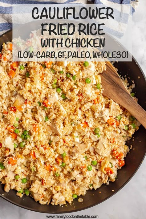 Cauliflower Fried Rice Recipes, Rice With Chicken, Cauliflower Fried, Cauliflower Rice Recipes, Easy Cauliflower, Food On The Table, Cauliflower Fried Rice, Carb Dinner, Lean And Green Meals