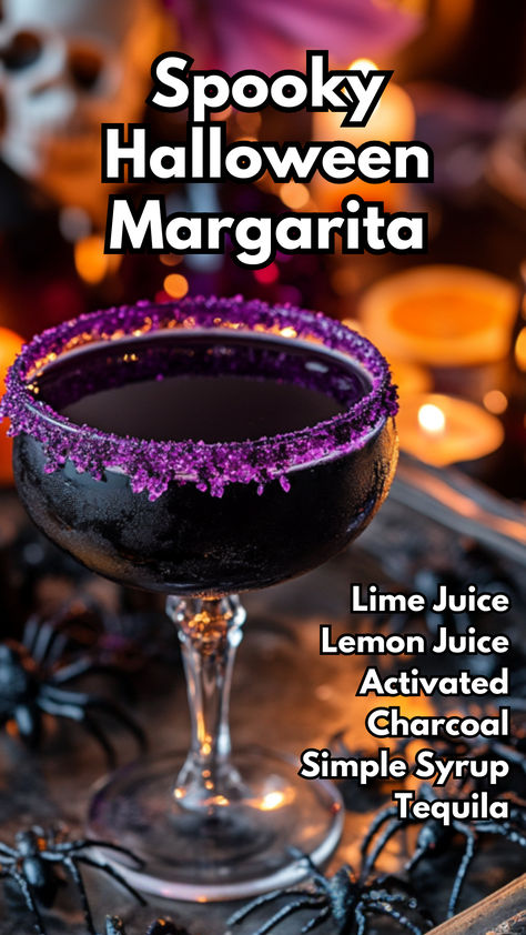 Spooky Halloween Margarita Halloween Cocktails With Edible Glitter, Extravagant Cocktails, Halloween Cocktails Recipes, Fun Halloween Drinks, Spooky Drinks, Spooky Cocktails, Cocktail Cards, Marina Restaurant, Halloween Party Drinks