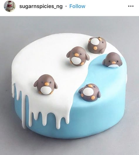 Naturally Jo, Kue Fondant, Tårta Design, Penguin Cakes, Christmas Cake Designs, Animal Cakes, Cute Baking, Creative Birthday Cakes, God Mat