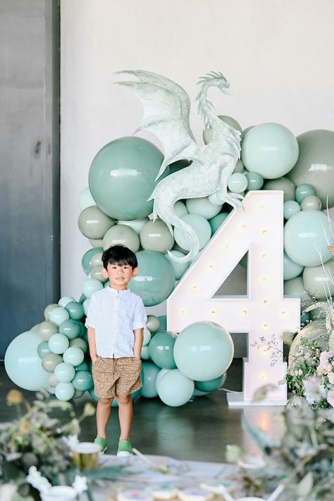 Kara's Party Ideas Floral Dragon Double Birthday Party | Kara's Party Ideas Dragon Backdrop Ideas, Dragon Theme Decorations, Dragons And Unicorns Birthday Party, Dragon Balloon Garland, Mythical Creatures Party Ideas, Dragon Birthday Decorations, Fantasy First Birthday Party, Knight And Dragon Birthday Party, Double Birthday Party Ideas Boy And Girl