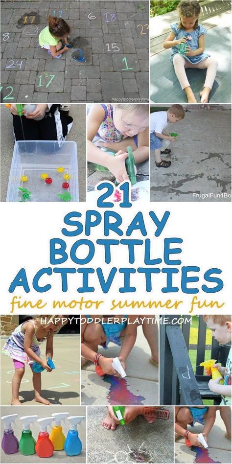 21 Amazing Spray Bottle Activities – HAPPY TODDLER PLAYTIME Water Activities Preschool Outdoor, Summer Activities For Four Year Olds, Summer Time Toddler Activities, Summertime Toddler Activities, Preschool Summer Learning Activities, Outdoor Fun For Preschoolers, Easy Water Play For Toddlers, Water Games For Toddlers, Toddler Spray Bottle Activities