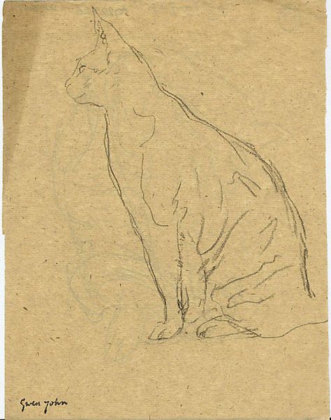 Tortoise-Shell Cat Sitting, in Left Profile by Gwen John Gwen John, Cats That Dont Shed, Cats And Cucumbers, Cat Profile, Cat Seat, Tortoise Shell Cat, Charcoal Art, Cat Box, Impressionist Paintings