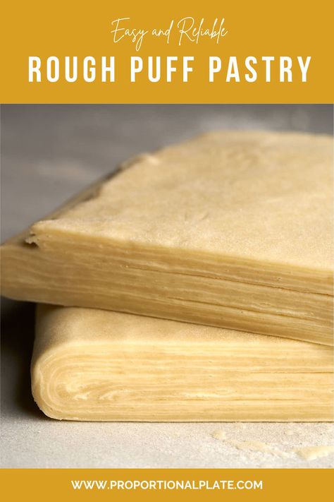 Raw pastry dough with visible butter layers. Rough Puff Pastry Recipes, Classic Puff Pastry, Puff Pastry Ingredients, Pastry Dough Recipe, Pastry Puff, Rough Puff, Butter Block, Rough Puff Pastry, Puff Recipe