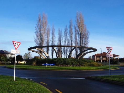 Northwood Roundabout sculpture Roundabout Sculpture, Monument Ideas, Side Road, City Library, Central City, Road Design, Building Art, Christchurch, Land Art