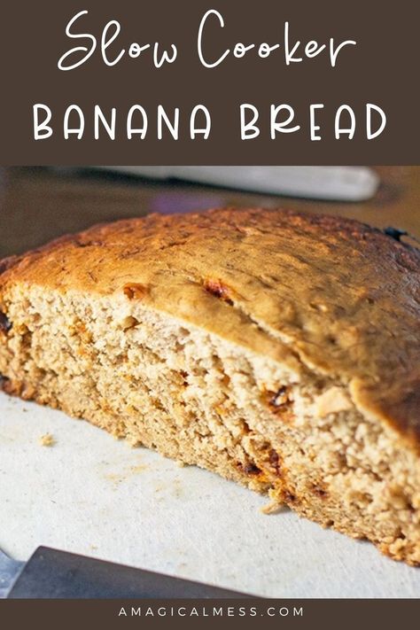 Recipe With Cinnamon Chips, Crockpot Banana Bread, Slow Cooker Banana Bread, Crockpot Bread, Crock Pot Bread, Bread Banana, Slow Cooker Bread, Slow Cooker Baking, Crockpot Dessert Recipes