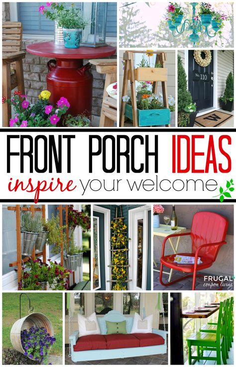 Front Porch Ideas - Inspire Your Welcome This Spring! Spring cleaning ideas and more ways to update your curb appeal with these home and landscape ideas on Frugal Coupon Living. #homedecor #home #frontporch #curbappeal #patio #patioideas #porch #porchideas Front Porch Ideas, Front Porch Decorating, Diy Pergola, Decks And Porches, Landscape Ideas, Porch Patio, Diy Home Improvement, Diy Patio, Porch Ideas