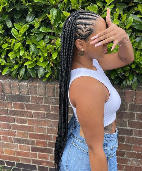 Fulani Braids With Hair Out, Fulani Braids Without Designs, Fulani Braids With Locs, Fulani Braids Hairstyles With Curls At The End, Fulain Braids For Black Women, Fulani Feed In Braids, Medium Size Fulani Braids, Large Fulani Braids Hairstyles, Half Feedins Half Knotless Braids