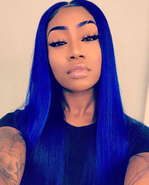 #bluehair #blueeyebrows Blue Eyebrows, Hair Colorful, Ash Brown Hair, Permed Hairstyles, Straight Human Hair, Brazilian Human Hair, Girls Club, Lace Frontal Wig, Black Girls Hairstyles