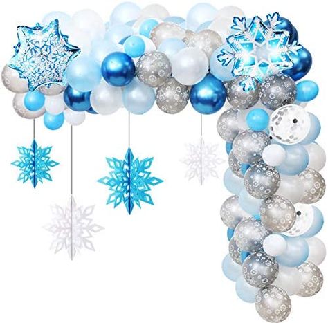 Snow Princess Birthday Party, Snowflake Theme Party, Winter Baby Shower Decorations, Kids Party Balloons, Snowflake Decor, Wonderland Party Decorations, Snow Party, Princess Birthday Party Decorations, Winter Wonderland Decorations