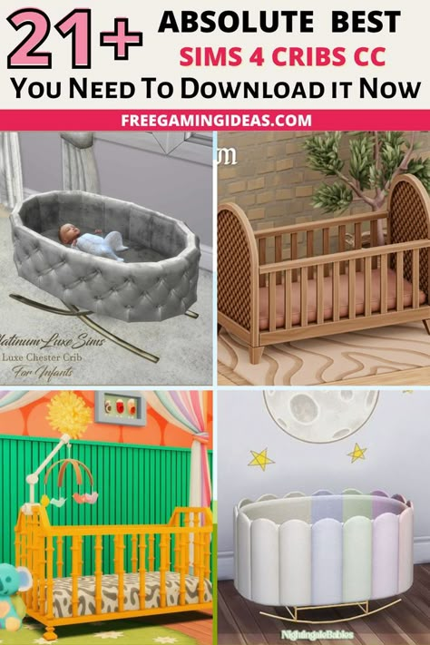 sims 4 cribs Sims 4 Cribs, Functional Sims 4, Sims 4 Baby Furniture Cc, Toddler Cc Sims 4, Sims 4 Cc Furniture Living Rooms, Hanging Crib, Newborn Crib, Newborn Room, Sims Baby