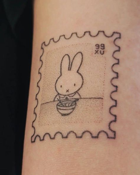 Miffy Stamp, Stamp Tattoo, Pho Bowl, Funky Tattoos, Cute Little Tattoos, Cute Tattoos For Women, Dainty Tattoos, Smart Auto, Body Stickers