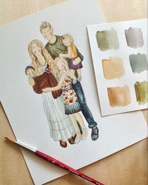 Watercolor Art by The Fleur Wreath #labrantfam #familyphotography #watercolor #watercolorarts #colorpalettes #colorpallete #fallcolor #earthtones #personalized #giftsforher #giftsformom #giftsforfriends @SavanaahLaBrant9410 @ColeLlbrantt Watercolor Family Portrait Faceless, Family Watercolor Illustration, Faceless Watercolor, Painting Of Family, The Labrant Family, Family Drawings, Watercolor Family Portrait, Family Watercolor, Mini Portrait