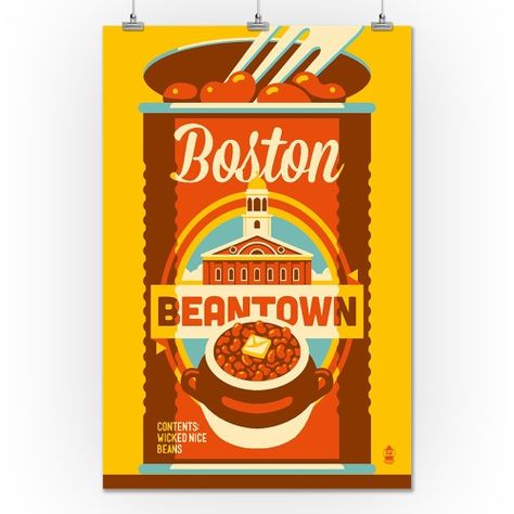 Boston, Massachusetts - Beantown - Lantern Press Artwork (24x36 Giclee Gallery Print, Wall Decor Travel Poster), Multi Boston Poster, Boston Art, Wooden Prints, Boston Massachusetts, Large Canvas Prints, Wood Wall Decor, Vintage Travel Posters, Hanging Art, Vintage Travel