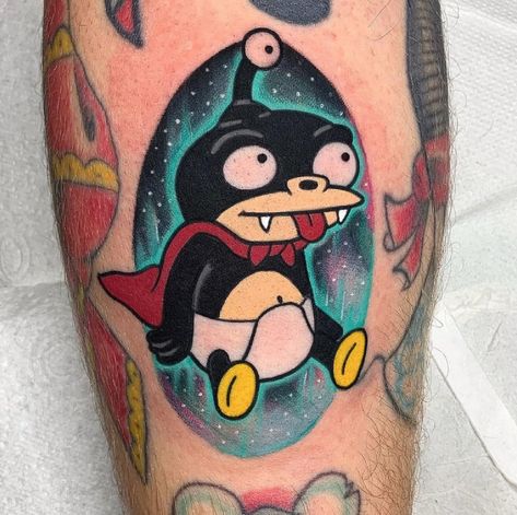 Futurama Tattoo, Cartoon Tv Shows, Badass Tattoos, Futurama, Realistic Art, Tattoo Design Drawings, Weird Art, Body Mods, Leg Tattoos