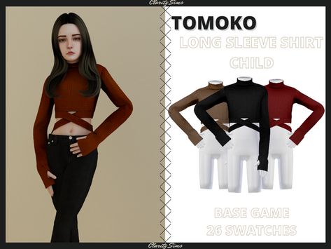 Tomoko - Long Sleeve Shirt Child | Clarity Sims on Patreon Sims 4 Cc Clarity Sims, Sims 4 Long Sleeve Cc, Child Cc Sims 4 Patreon, Sims 4 Cc Girls Clothes Children, Sims 4 Cc Childs Clothes, Sims 4 Child Clothes Patreon, Sims 4 Cc Child Clothes Boy Patreon, Sims Child Clothes, Sims 4 Long Sleeve Shirt